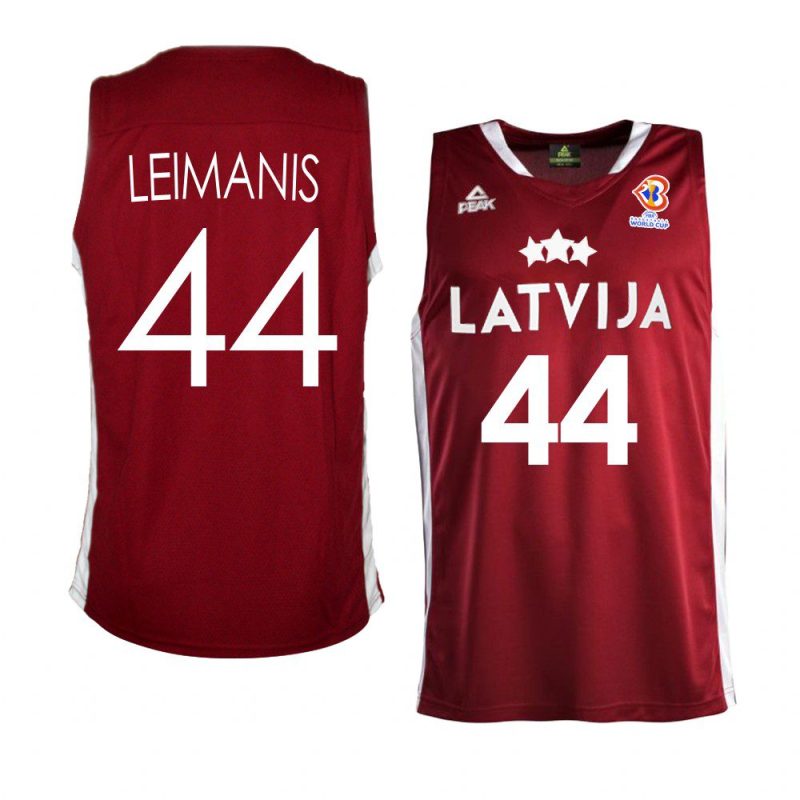 latvia basketball 2023 fiba world cup toms leimanis red away jersey