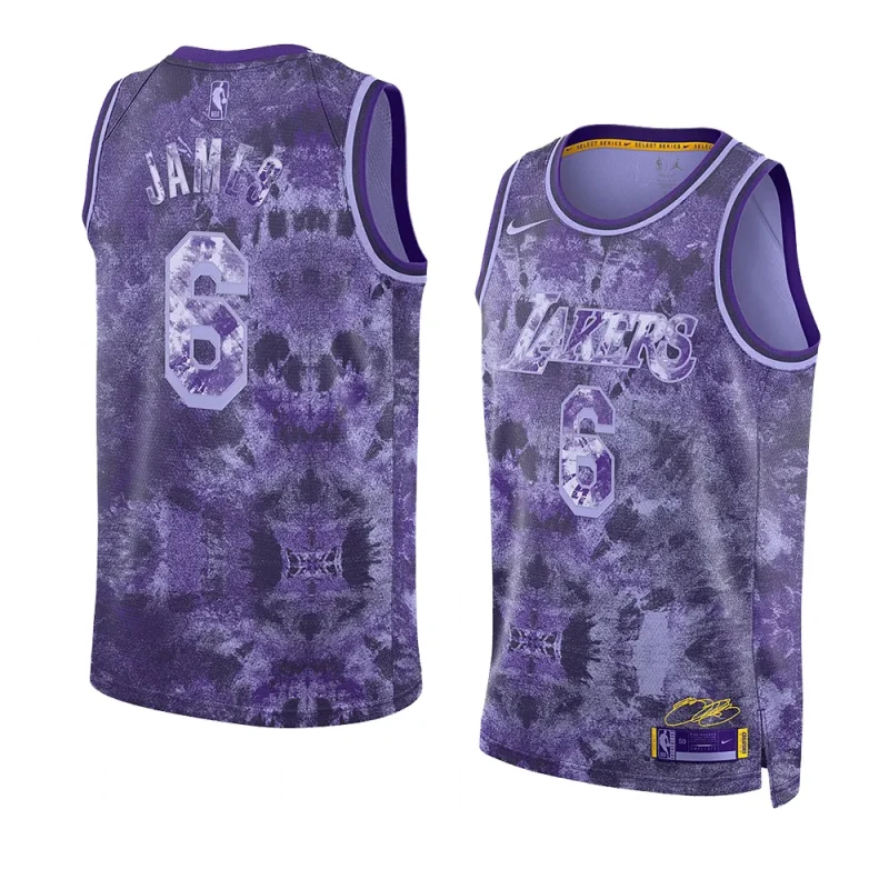 lebron james lakers 2023 mvp select series camojersey purple