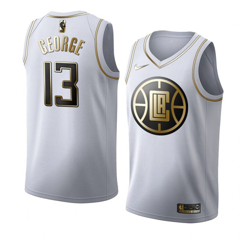 limited paul george jersey golden edition white