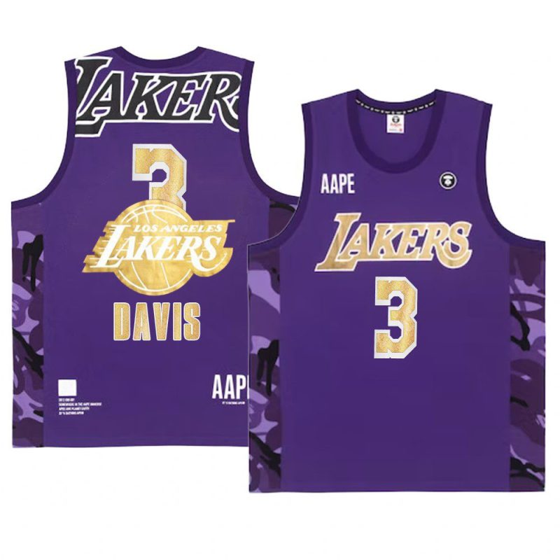 los angeles lakers anthony davis purple aape x nba style ape face mentank top