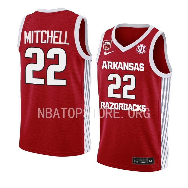 makhel mitchell 100 season jersey college basketball red 2022 23