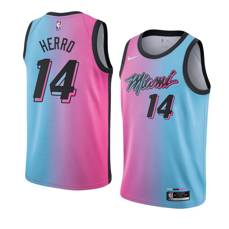 miami heat tyler herro blue pink city edition jersey