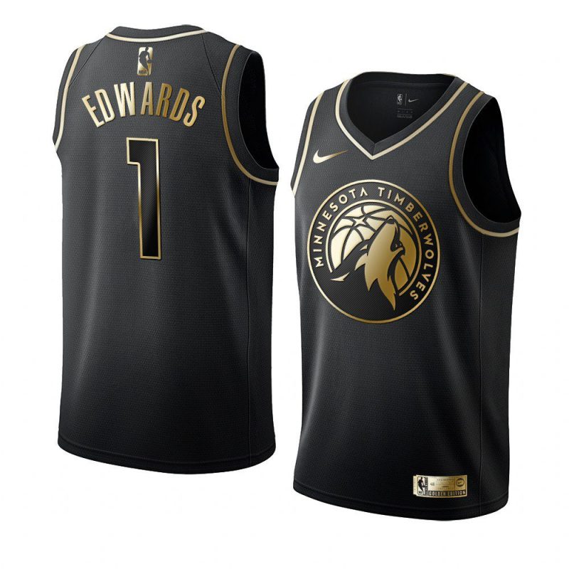 minnesota timberwolves anthony edwards black golden edition jersey
