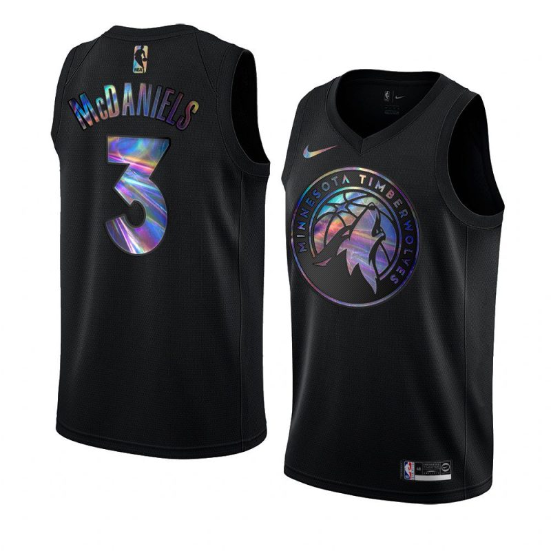 minnesota timberwolves jaden mcdaniels black iridescent holographic jersey