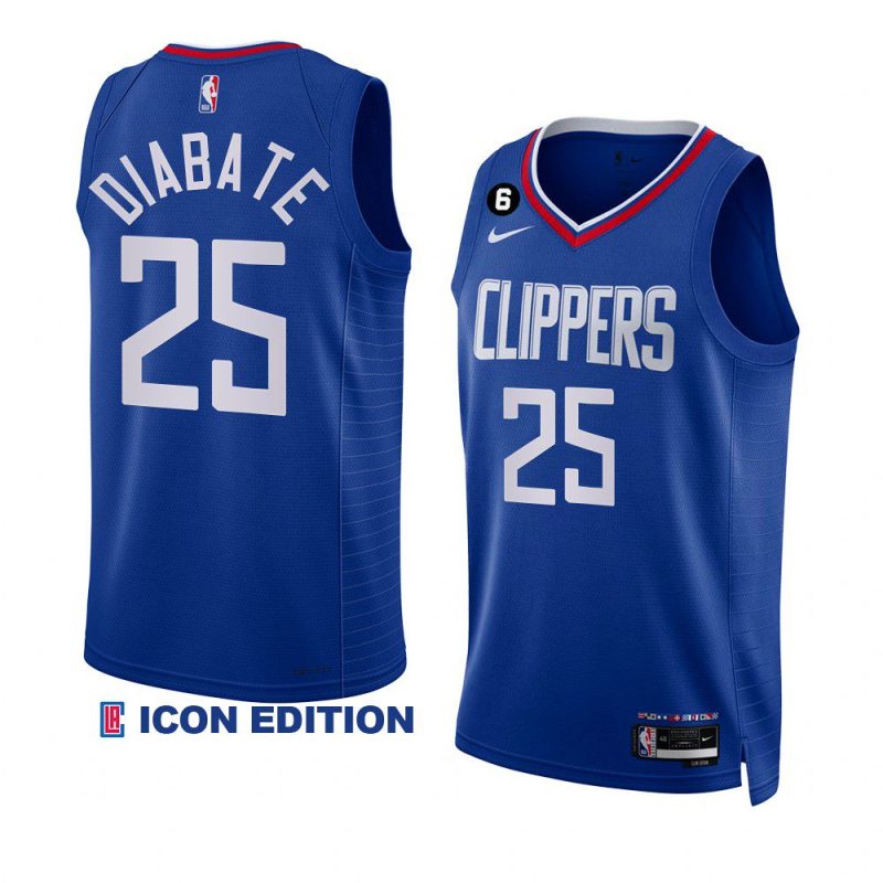 moussa diabate clippersjersey 2022 23icon edition royalno.6 patch