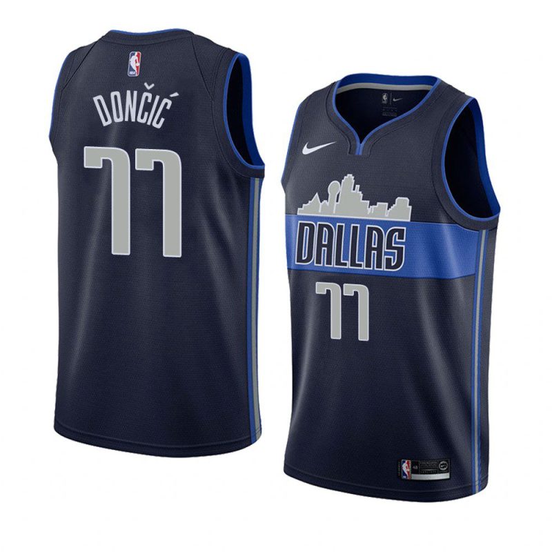 navy luka doncic statement men's jersey