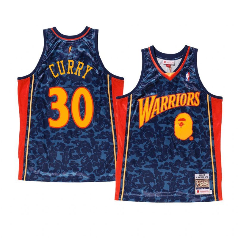 navy stephen curry bape camo men's jersey