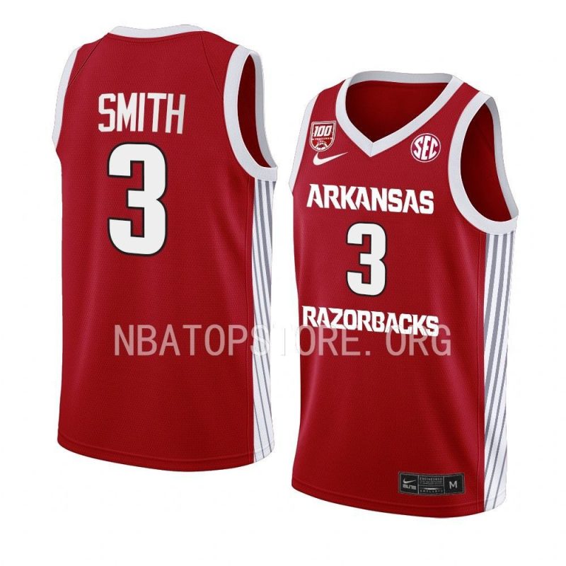 nick smith 100 season jersey college basketball red 2022 23