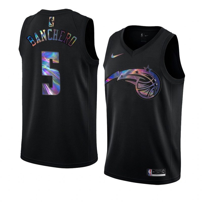 paolo banchero magic iridescent holographic black 2022 nba draft jersey