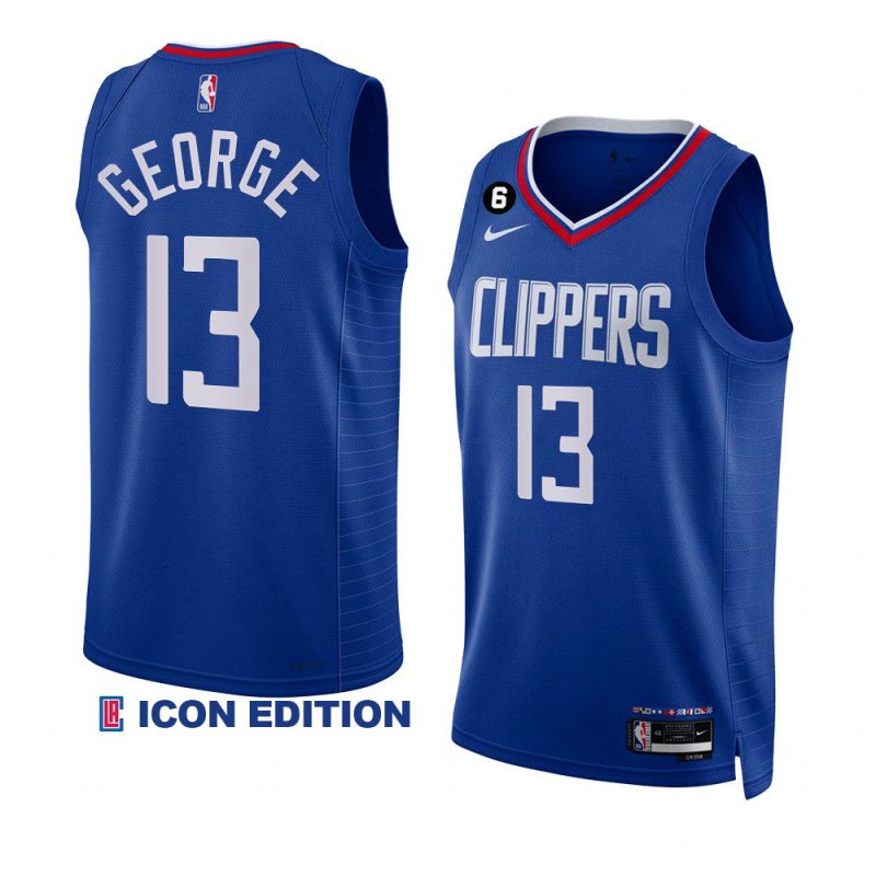 paul george clippersjersey 2022 23icon edition royalno.6 patch