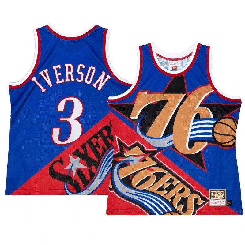 philadelphia 76ers allen iverson blue red big face 5.0 mentank top