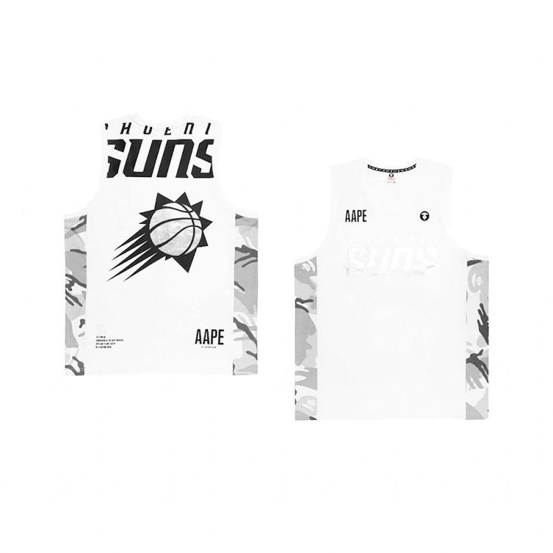 phoenix suns white aape x nba style ape face mentank top