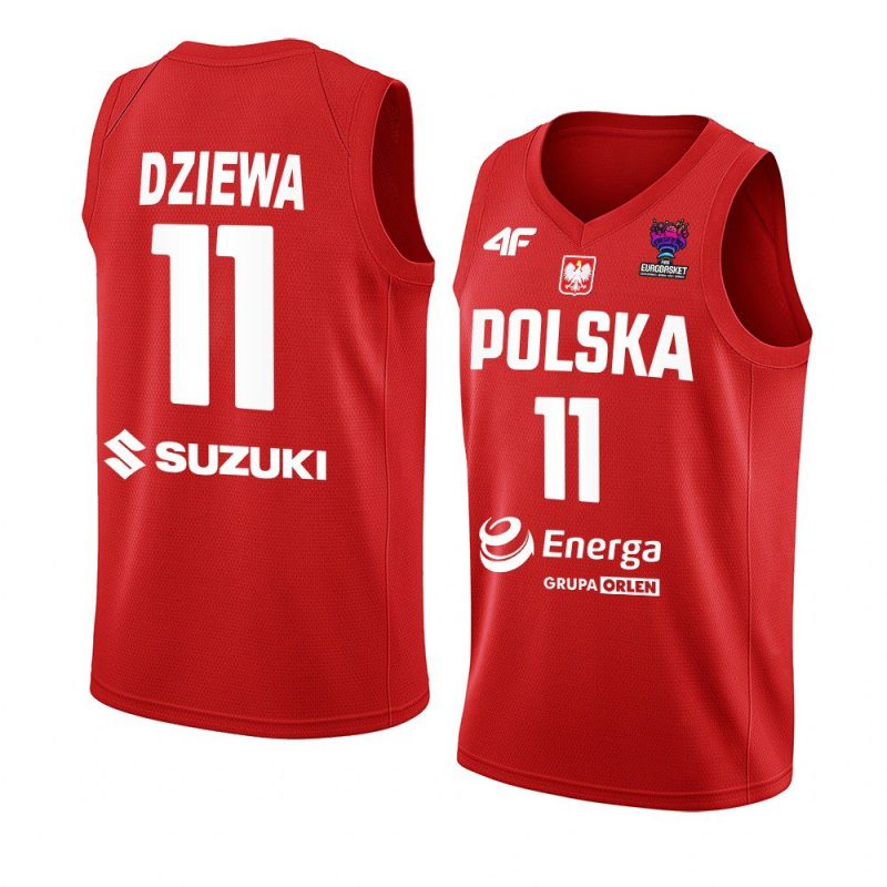 poland fiba eurobasket 2022 aleksander dziewa red away jersey