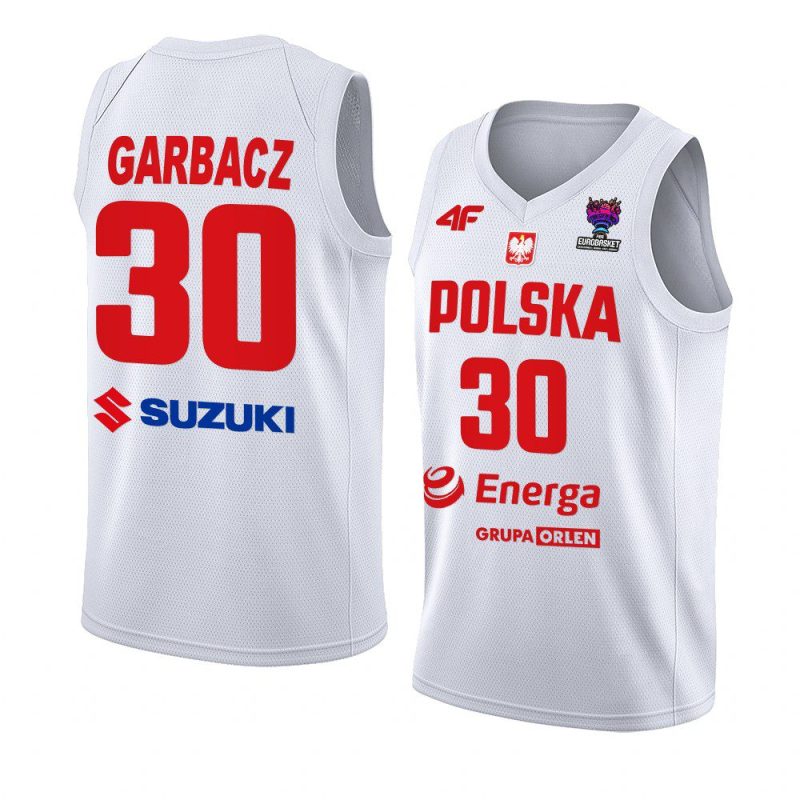 poland fiba eurobasket 2022 jakub garbacz white home jersey