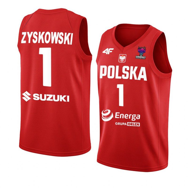 poland fiba eurobasket 2022 jaroslaw zyskowski red away jersey