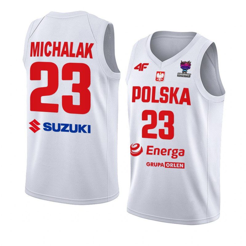 poland fiba eurobasket 2022 michal michalak white home jersey