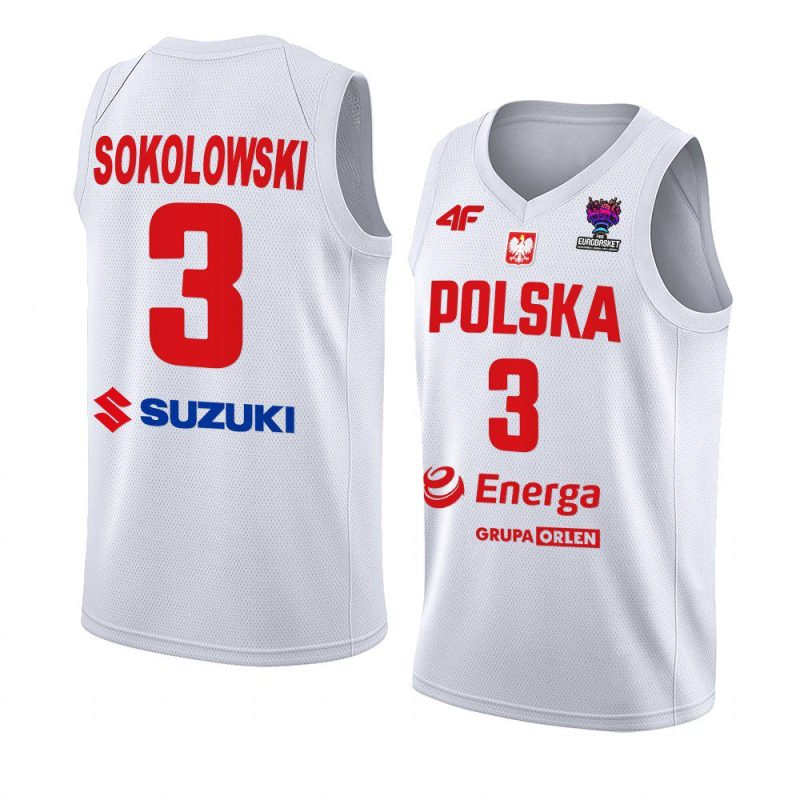 poland fiba eurobasket 2022 michal sokolowski white home jersey