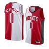 rockets russell westbrook split jersey men's white red