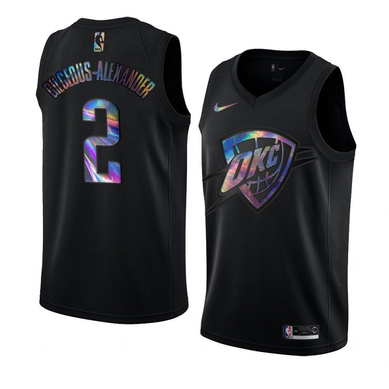 shai gilgeous alexander jersey iridescent holographic black limited edition men