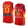 spain 2022 fiba eurobasket champions marc gasol red away jersey