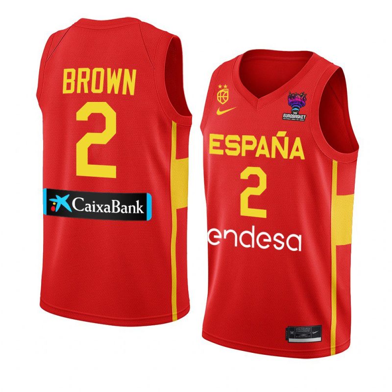 spain 2022 fiba eurobasket final lorenzo brown red away jersey