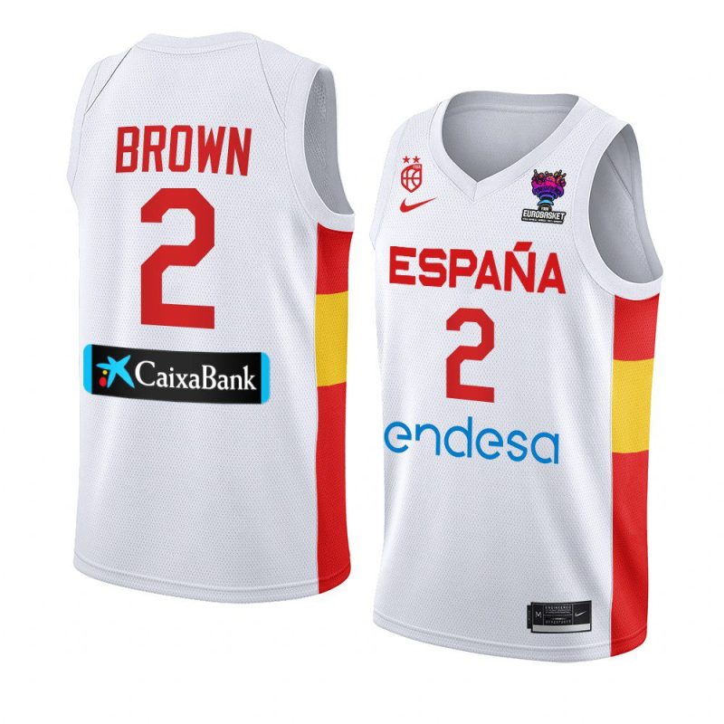 spain 2022 fiba eurobasket final lorenzo brown white home jersey