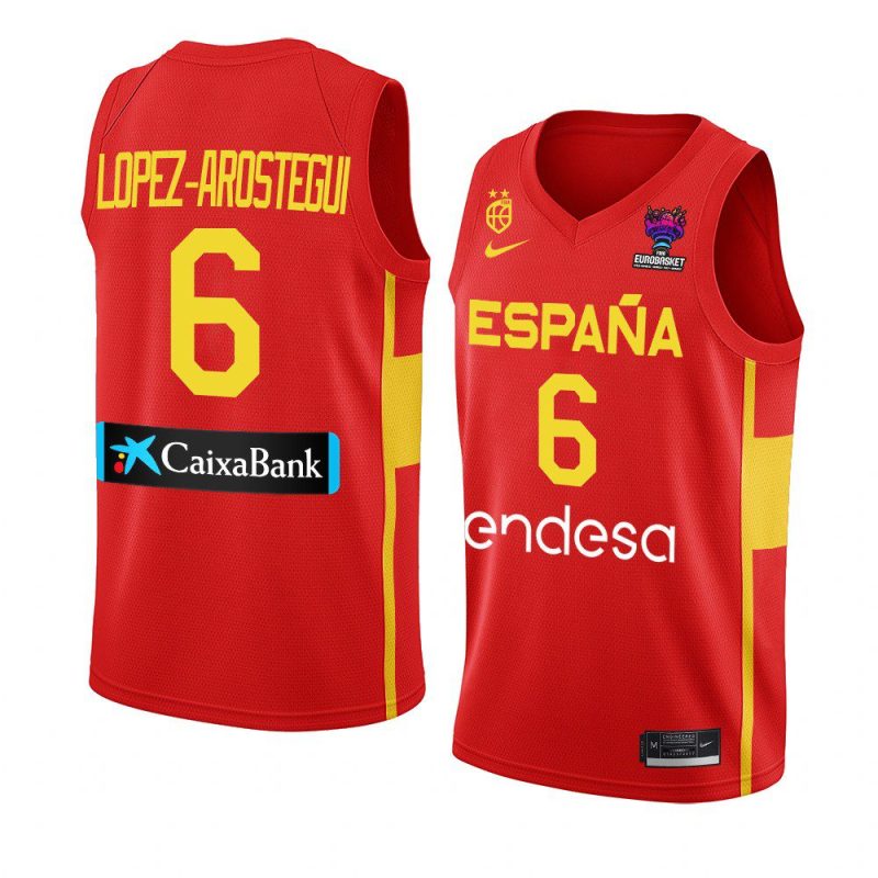 spain 2022 fiba eurobasket final xabier lopez arostegui red away jersey