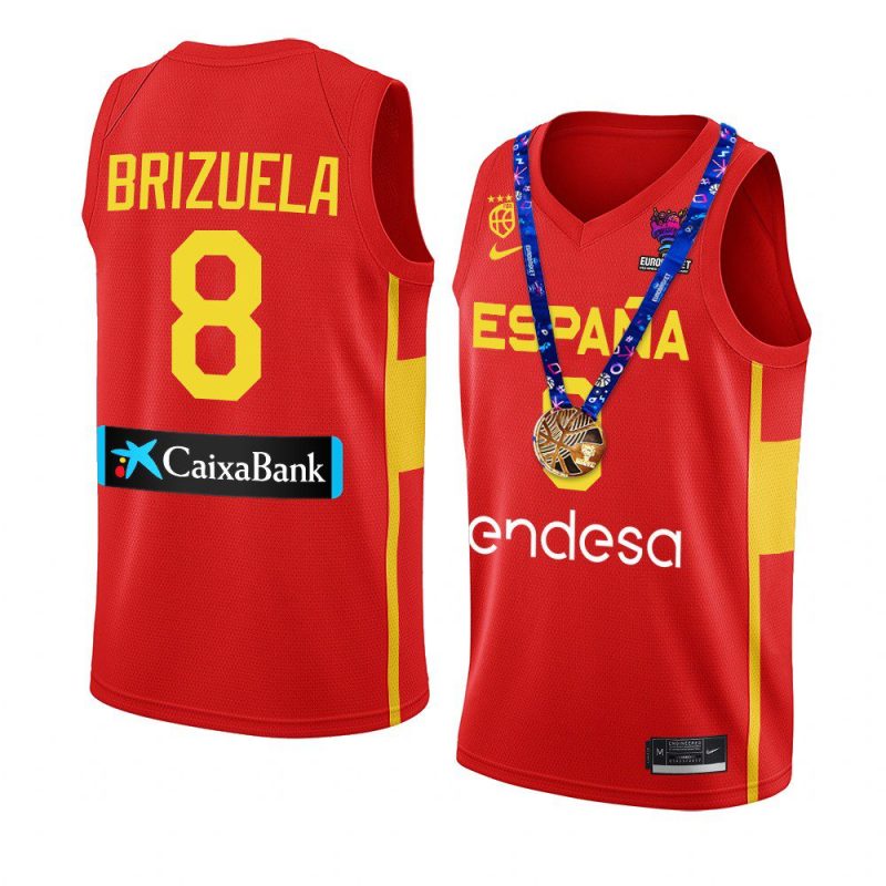 spain champs fiba eurobasket 2022 dario brizuela red replica gold medal jersey