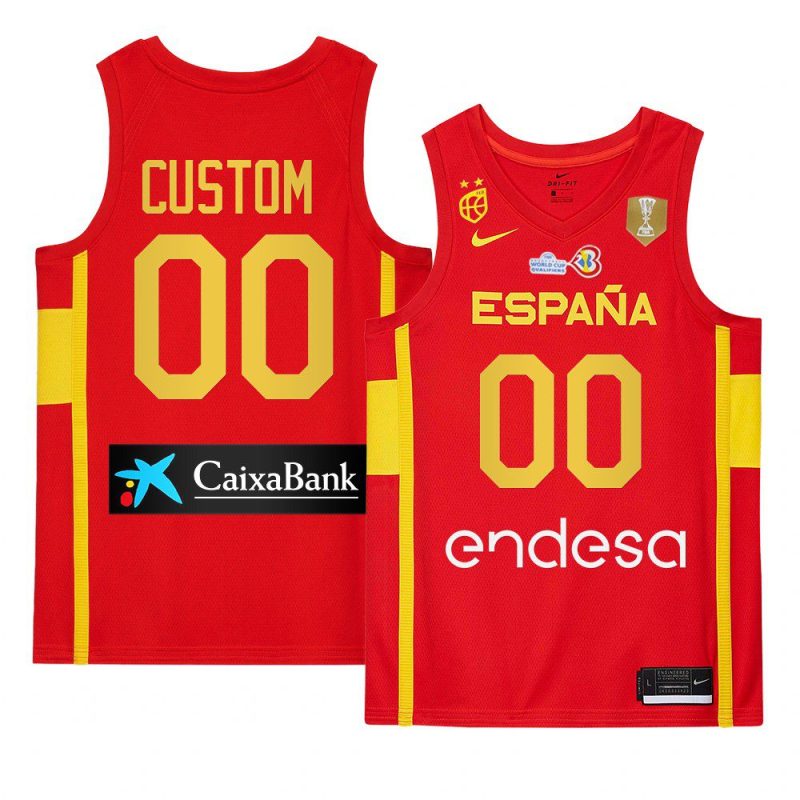 spain team 2023 fiba basketball world cup custom red champions patch jersey