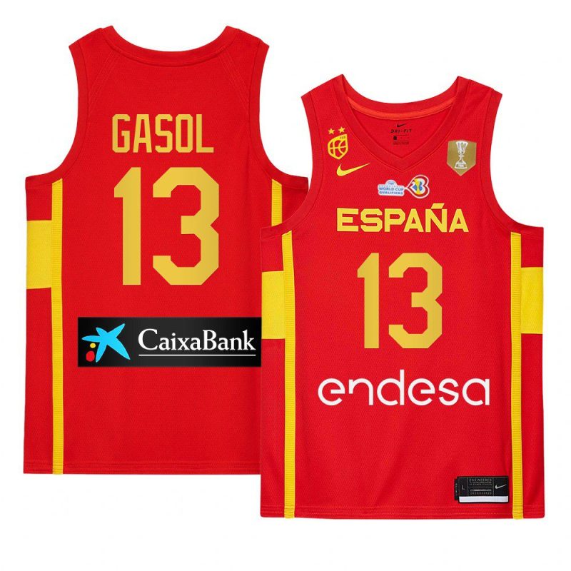 spain team 2023 fiba basketball world cup marc gasol red champions patch jersey