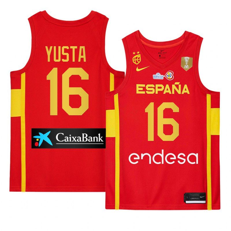 spain team 2023 fiba basketball world cup santi yusta red champions patch jersey