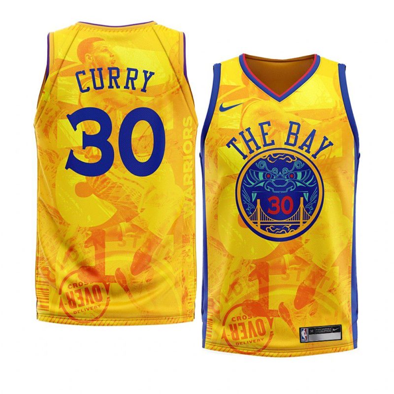 stephen curry jersey 2020 fashion edition yellow the bay chinese men