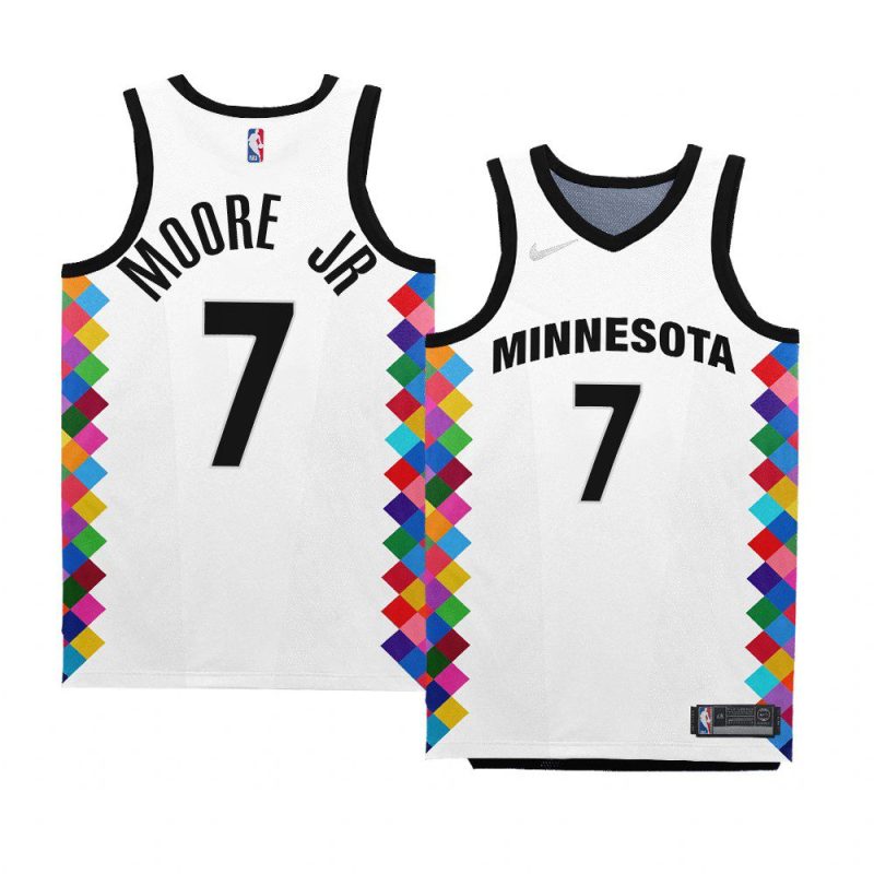 timberwolves wendell moore jr. white 2022 23city edition bob dylan jersey