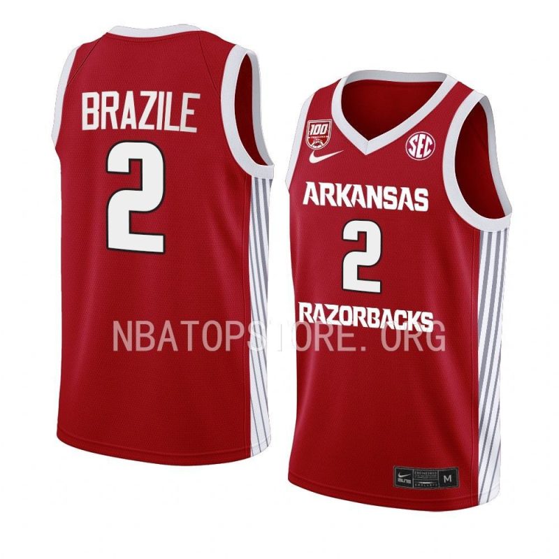 trevon brazile 100 season jersey college basketball red 2022 23