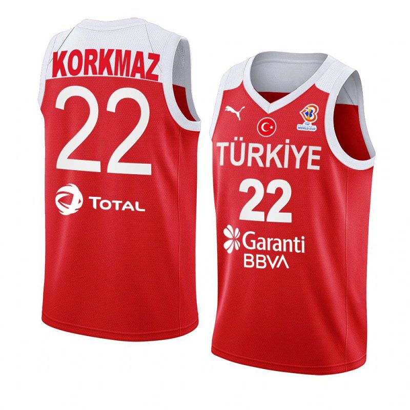 turkey 2022 fiba basketball world cup furkan korkmaz red away jersey