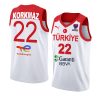 turkey fiba eurobasket 2022 furkan korkmaz white home jersey