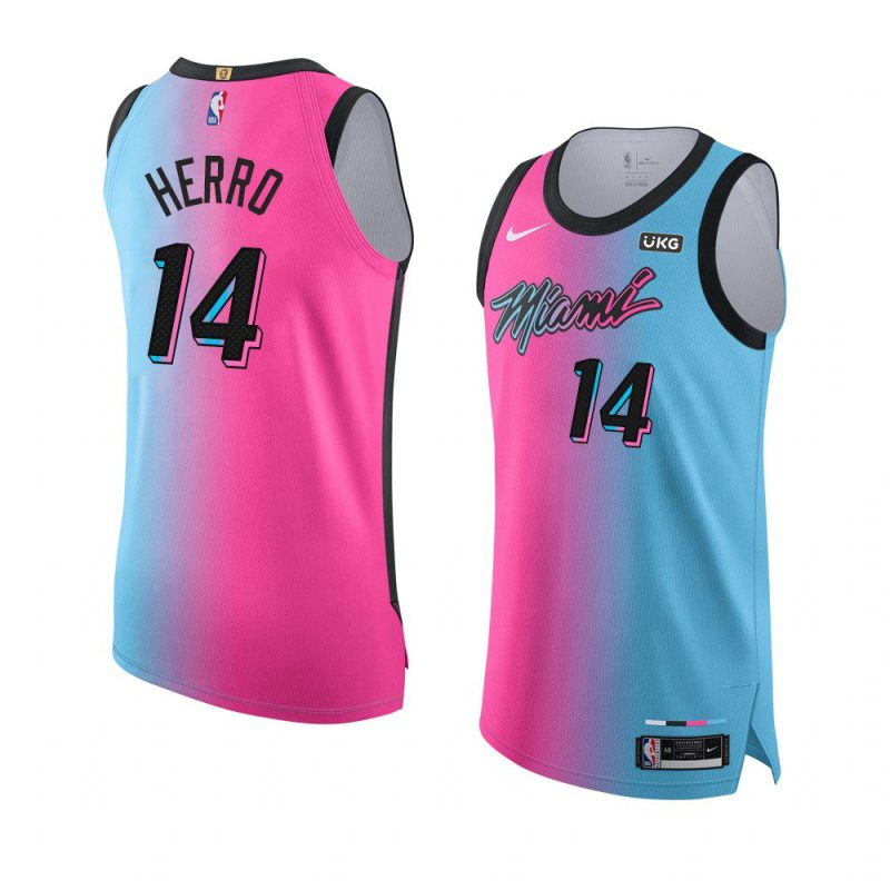 tyler herro jersey viceversa authentic blue pink city edition 2020 21