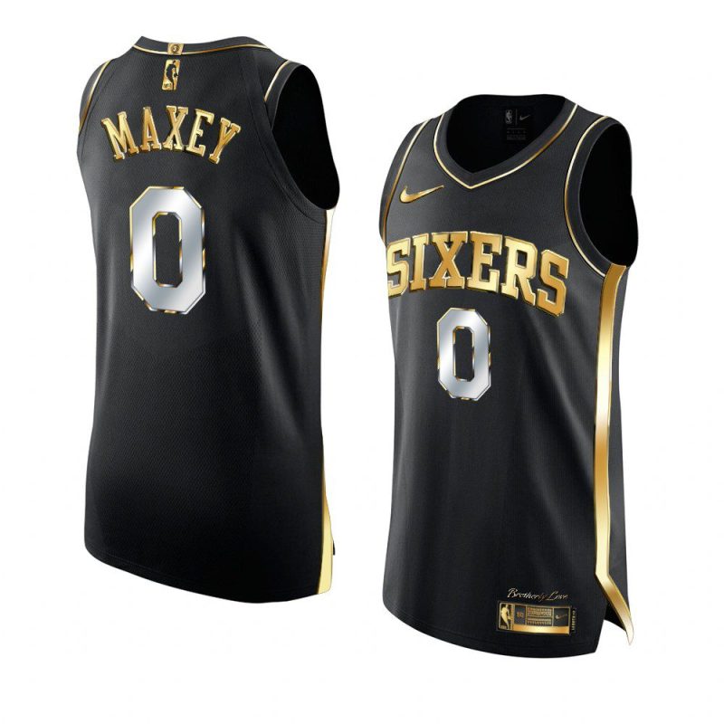 tyrese maxey jersey golden edition black authentic limited men