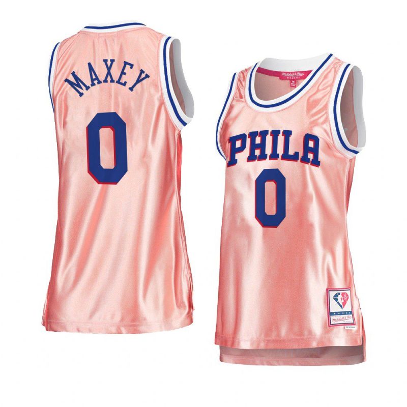 tyrese maxey women 75th anniversary jersey rose gold pink