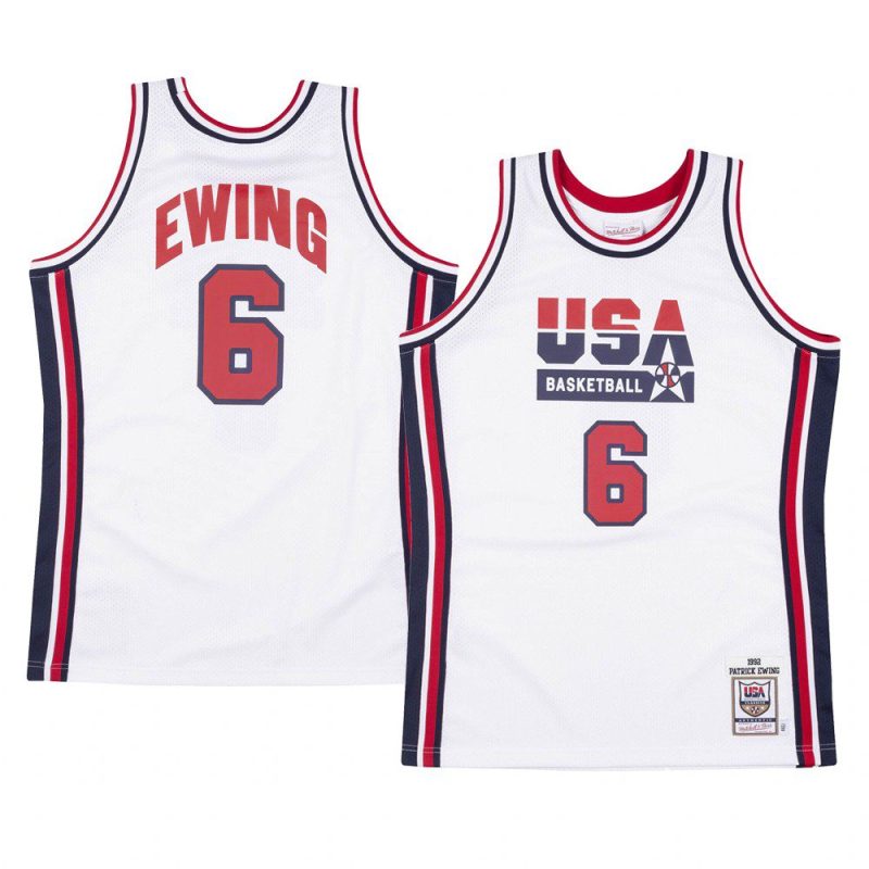usa basketball 1992 olympics basketball patrick ewing white authentic jersey