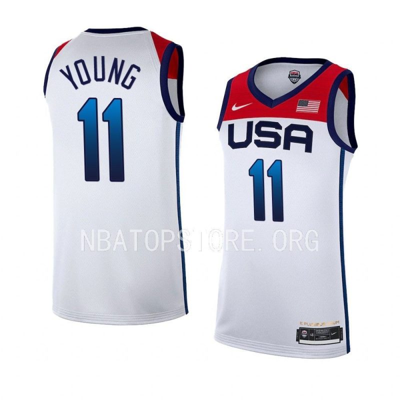 usa home trae young white basketball jersey