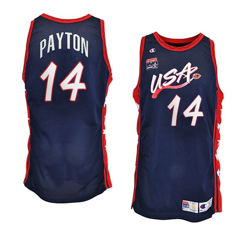 usa team 1996 olympics basketball gary payton navy jersey