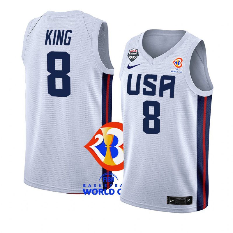 usa team 2023 fiba basketball world cup george king white home jersey