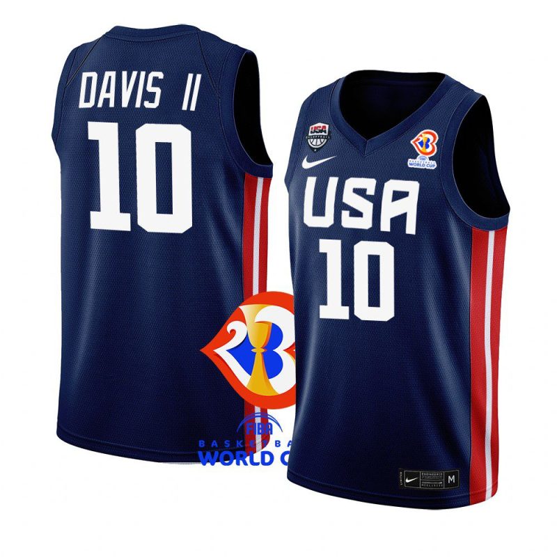 usa team 2023 fiba basketball world cup will davis ii navy away jersey