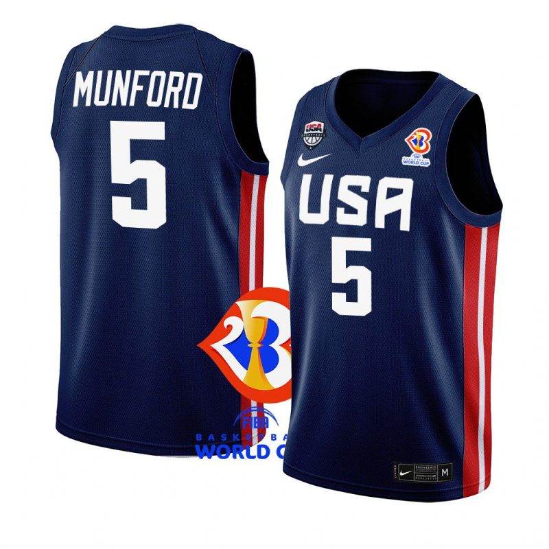 usa team 2023 fiba basketball world cup xavier munford navy away jersey