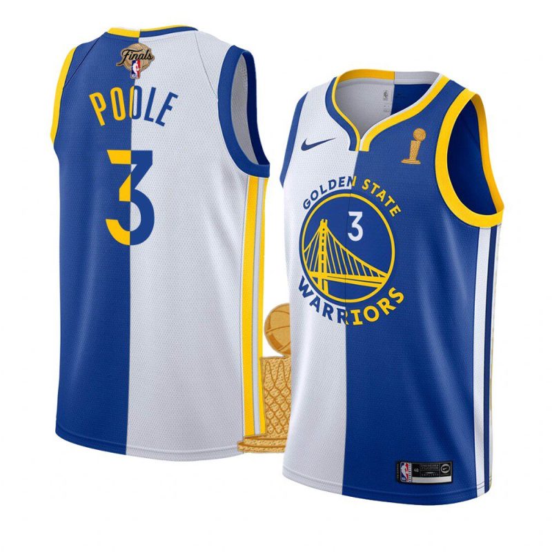 warriors jordan poole 2021 22 nba champions white royalassociation split icon jersey