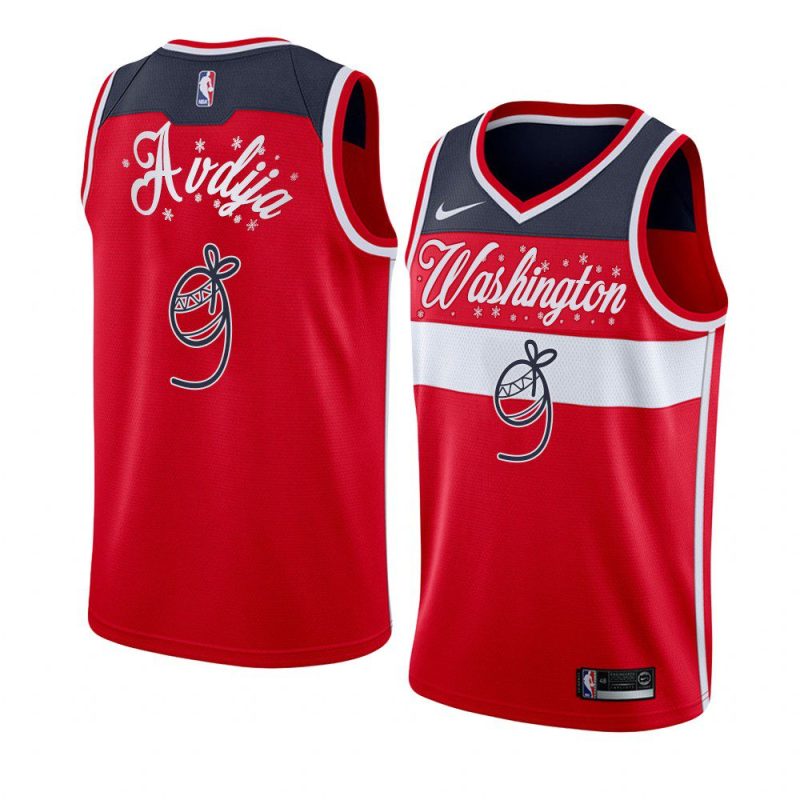 washington wizards deni avdija red santa clause jersey