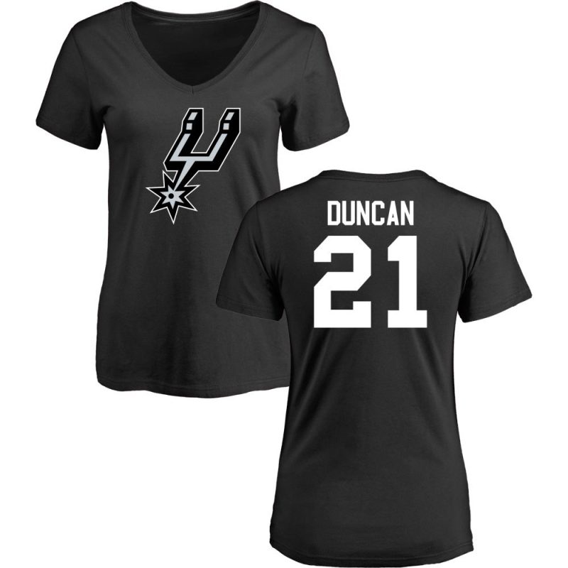 women tim duncan short sleeved t shirt black jersey