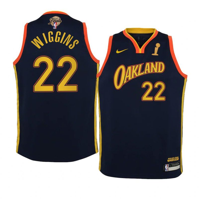 youth andrew wiggins warriors navy 2022 nba finals champions jersey