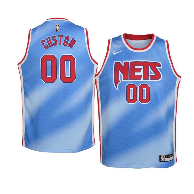 youth brooklyn nets custom hardwood classics blue name & number jersey